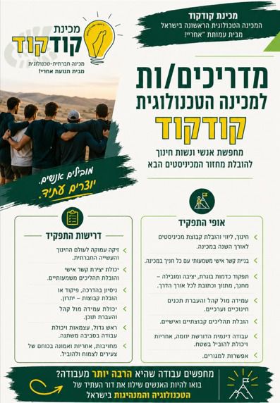 מדריך.ה למכינה הטכנולוגית “קודקוד”- 152398 מדריך.ה למכינה הטכנולוגית “קודקוד”- 152398